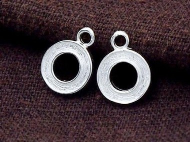 2 of 925 Sterling Silver Textured Circle Charms 9.5 mm.