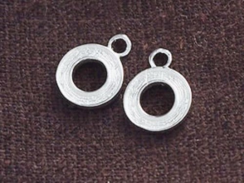 2 of 925 Sterling Silver Textured Circle Charms 9.5 mm.