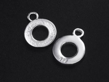 925 Sterling Silver Textured Circle Charms 9.5 mm.