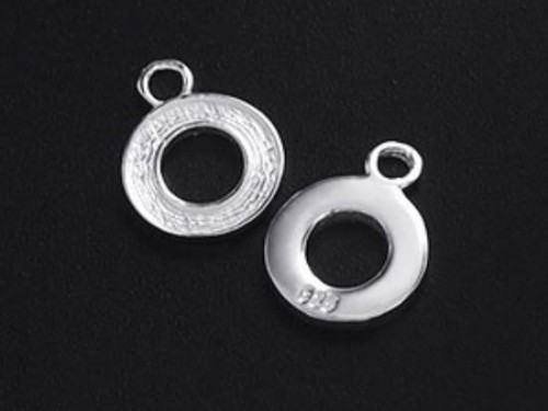 2 of 925 Sterling Silver Textured Circle Charms 9.5 mm.