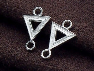 925 Sterling Silver Textured Triangle Links , Connectors 9mm.