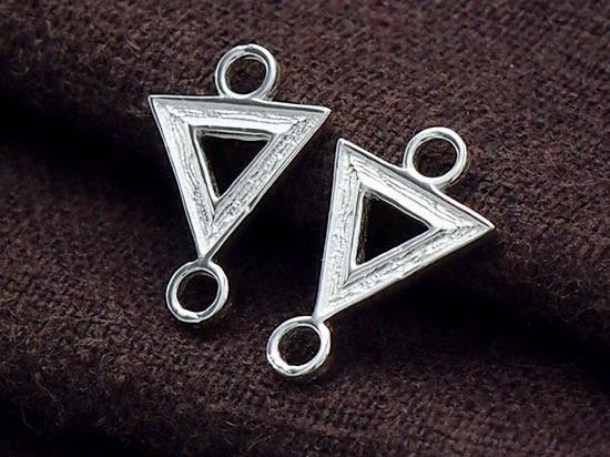 2 of 925 Sterling Silver Textured Triangle Links , Connectors 9mm.