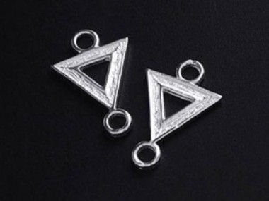 925 Sterling Silver Textured Triangle Links , Connectors 9mm.