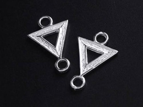 2 of 925 Sterling Silver Textured Triangle Links , Connectors 9mm.