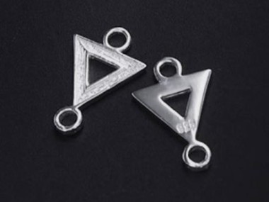 925 Sterling Silver Textured Triangle Links , Connectors 9mm.