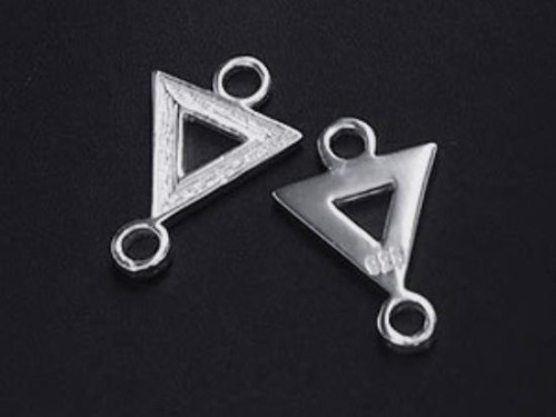 2 of 925 Sterling Silver Textured Triangle Links , Connectors 9mm.