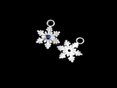 925 Sterling Silver Snowflake Charms, with Lab grown Sapphire