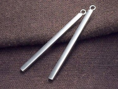 925 Sterling Silver Rectangle Bar Charms., vertical bar charms 2.5x40mm.