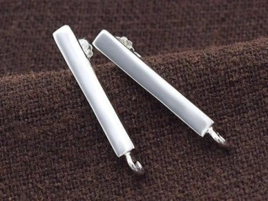 925 Sterling Silver Bar Stud Earrings Post Findings 2.4x20mm.