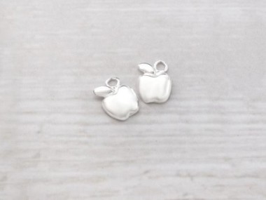 2 of 925 Sterling Silver Tiny Apple Charms 7x8.5 mm.