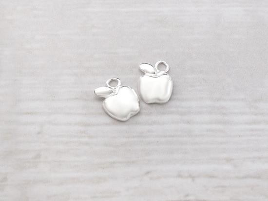 2 of 925 Sterling Silver Tiny Apple Charms 7x8.5 mm.