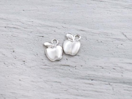 2 of 925 Sterling Silver Tiny Apple Charms 7x8.5 mm.