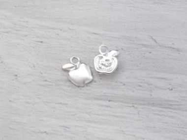 925 Sterling Silver Tiny Apple Charms 7x8.5 mm.