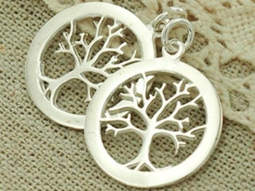 2 of 925 Sterling Silver Tree of Life Pendants 18 mm. Polish Finished.