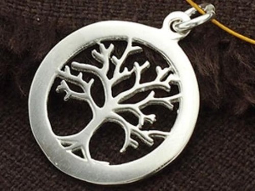 2 of 925 Sterling Silver Tree of Life Pendants 18 mm. Polish Finished.