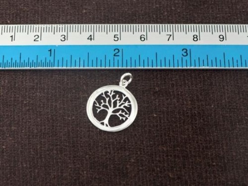 2 of 925 Sterling Silver Tree of Life Pendants 18 mm. Polish Finished.