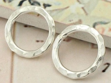 4 of Karen Hill Tribe Silver Hammer Circle Jump Rings 14.5 mm.