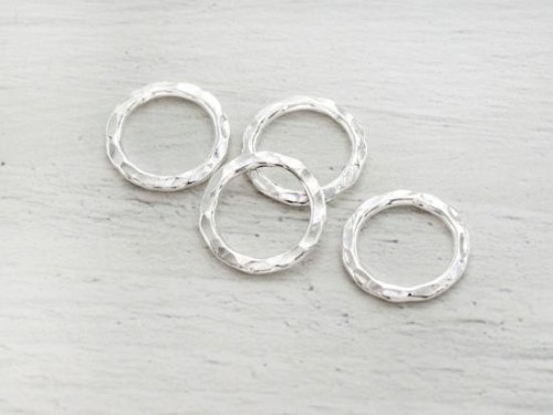 4 of Karen Hill Tribe Silver Hammer Circle Jump Rings 14.5 mm.