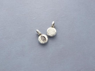 Karen Hill Tribe Silver Fish Imprint Lentil Charms 6 mm.