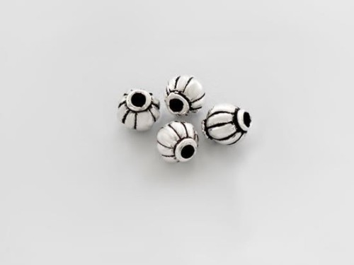 4 of 925 Sterling Silver Drum Beads 5x5.5 mm.