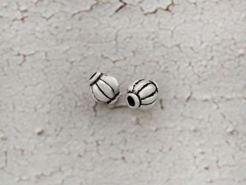 4 of 925 Sterling Silver Drum Beads 5x5.5 mm.