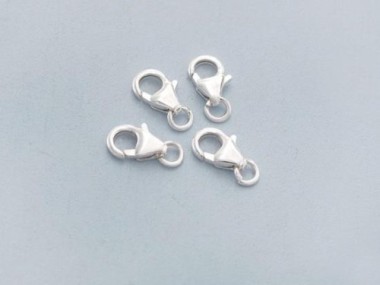 4 of 925 Sterling Silver Lobster Clasps 6x10 mm.