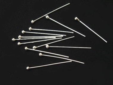 925 Sterling Silver Head Pins 19x 0.5 mm.