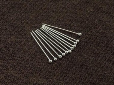 925 Sterling Silver Head Pins 19x 0.5 mm.