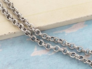 Karen Hill Tribe Silver Imprint Opened Link Chain 3.7mm.