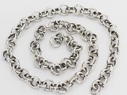 9 inches of Karen Hill Tribe Silver Imprint Opened Link Chain 3.7mm.