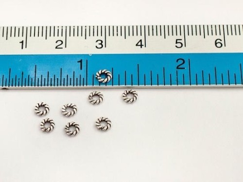 50 of Karen Hill Tribe Silver Opened Twisted Ring Spacers 3.6x1 mm.