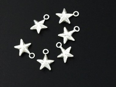 925 Sterling Silver Star Charms 6 mm.