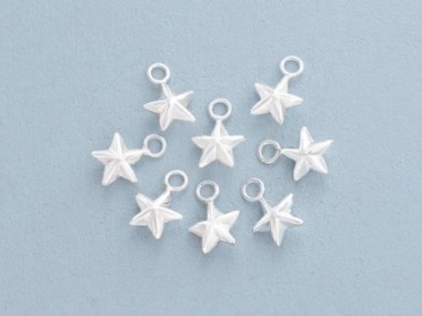 925 Sterling Silver Star Charms 6 mm.