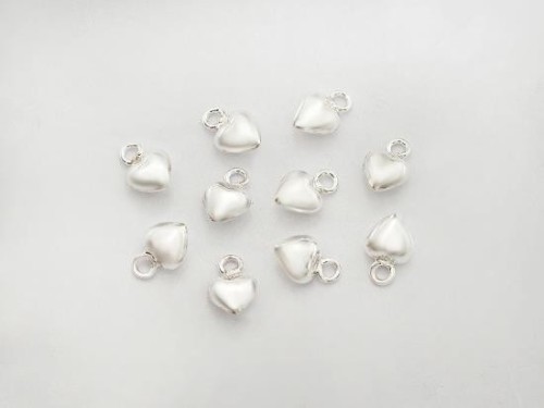 10 of 925 Sterling Silver Heart Charms 5 mm.