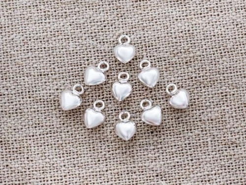 10 of 925 Sterling Silver Heart Charms 5 mm.