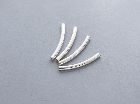 10 of 925 Sterling Silver Curve Beads 2x20 mm.