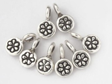 Karen Hill Tribe Silver Daisy Imprint Charms 5 mm.