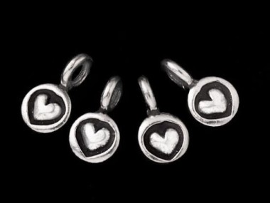 Karen Hill Tribe Silver Heart Imprint Charms 5 mm.