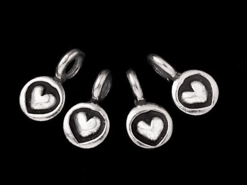 8 of Karen Hill Tribe Silver Heart Imprint Charms 5 mm.