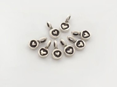 Karen Hill Tribe Silver Heart Imprint Charms 5 mm.