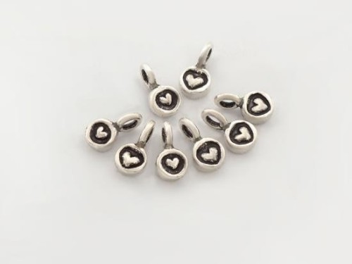 8 of Karen Hill Tribe Silver Heart Imprint Charms 5 mm.