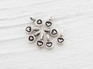 Karen Hill Tribe Silver Heart Imprint Charms 5 mm.