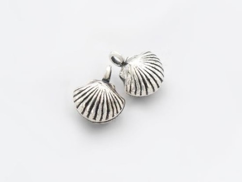 2 of Karen Hill Tribe Silver Seashell Charms 11 mm.