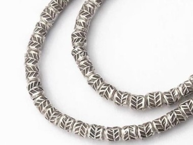 Karen Hill Tribe Silver Leaf Printed Beads 2mm.