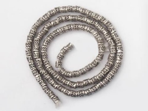 100 of Karen Hill Tribe Silver Leaf Printed Beads 2mm. 9.5"