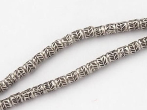 100 of Karen Hill Tribe Silver Leaf Printed Beads 2mm. 9.5"