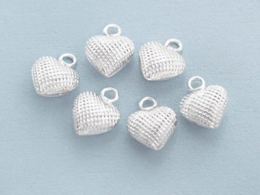 925 Sterling Silver Heart Charms 9 mm.