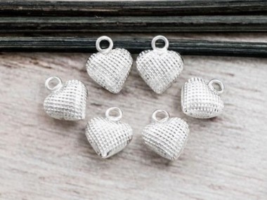 925 Sterling Silver Heart Charms 9 mm.