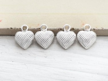 925 Sterling Silver Heart Charms 9 mm.