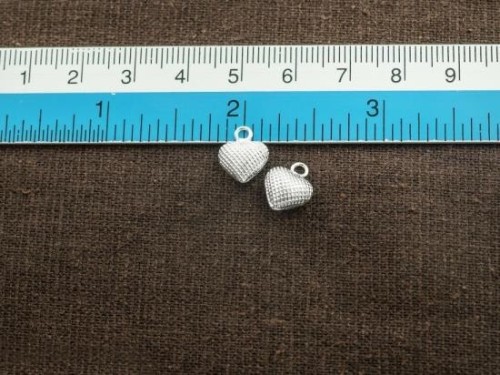 6 of 925 Sterling Silver Heart Charms 9 mm.